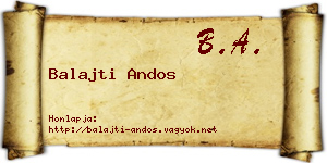 Balajti Andos névjegykártya